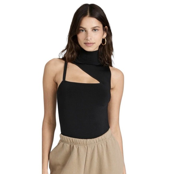 Alice + Olivia Wynn Cut Out Sweater Tank Womens XL Black Mock Neck NWT $275 - Picture 3 of 16